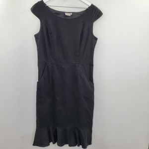 Eshakti Black Cap Sleeves Dress Ruffles LBD